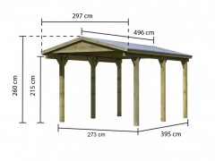 Drevený prístrešok / carport 297x 496 cm Dekorhome