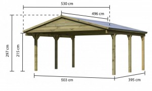 Drevený prístrešok / carport 530x496 cm Dekorhome