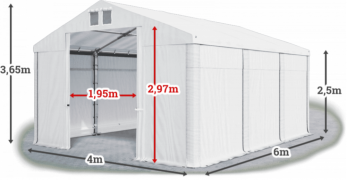 Garážový stan 4x6x2,5m strecha PVC 560g/m2 boky PVC 500g/m2 konštrukcia ZIMA