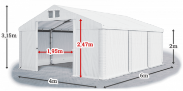 Garážový stan 4x6x2m strecha PVC 560g/m2 boky PVC 500g/m2 konštrukcia ZIMA