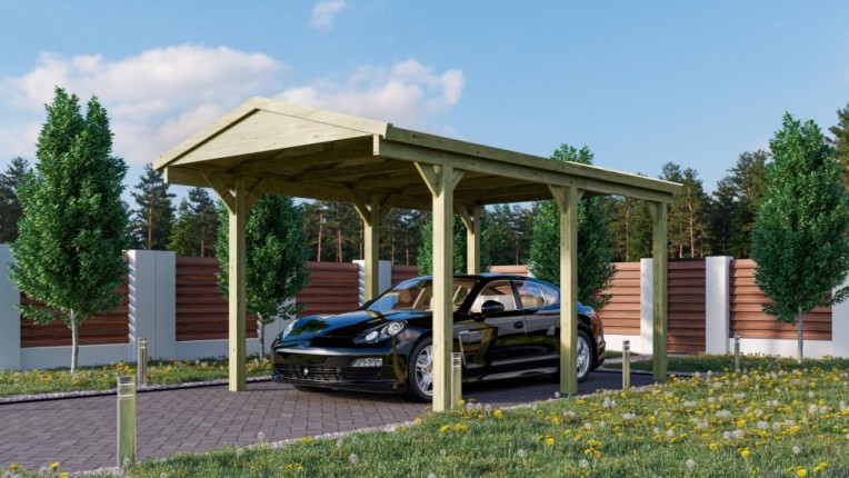 Drevený prístrešok / carport 297x 496 cm Dekorhome