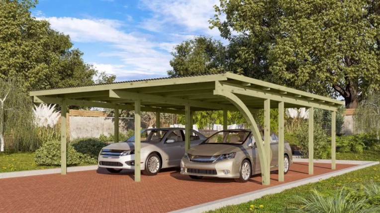 Drevený dvojitý prístrešok / carport ECO 2B Dekorhome